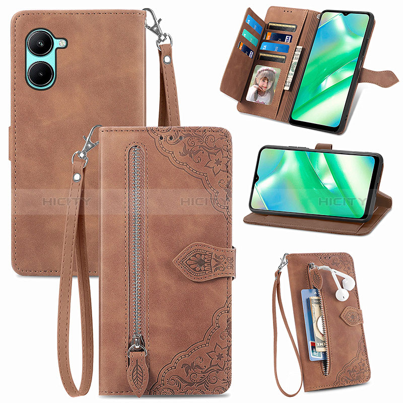 Funda de Cuero Cartera con Soporte Carcasa S06D para Realme C33 (2023)