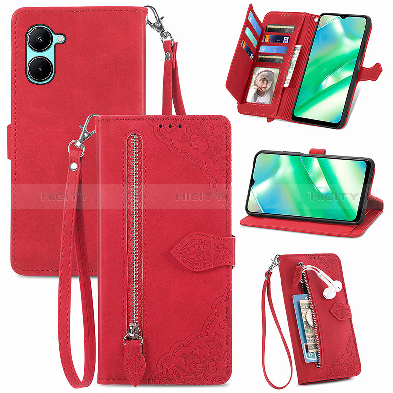 Funda de Cuero Cartera con Soporte Carcasa S06D para Realme C33 (2023)