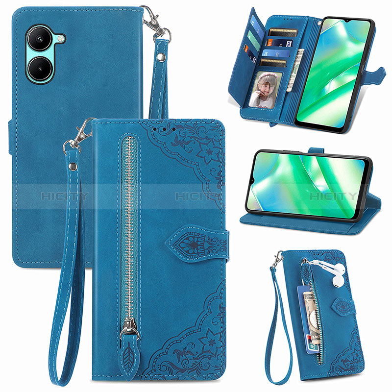 Funda de Cuero Cartera con Soporte Carcasa S06D para Realme C33