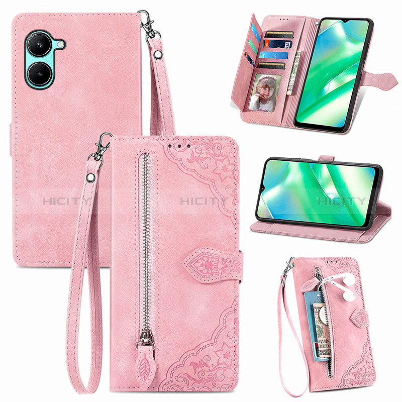 Funda de Cuero Cartera con Soporte Carcasa S06D para Realme C33