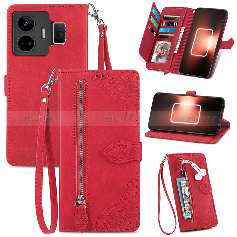 Funda de Cuero Cartera con Soporte Carcasa S06D para Realme GT Neo5 240W 5G Rojo