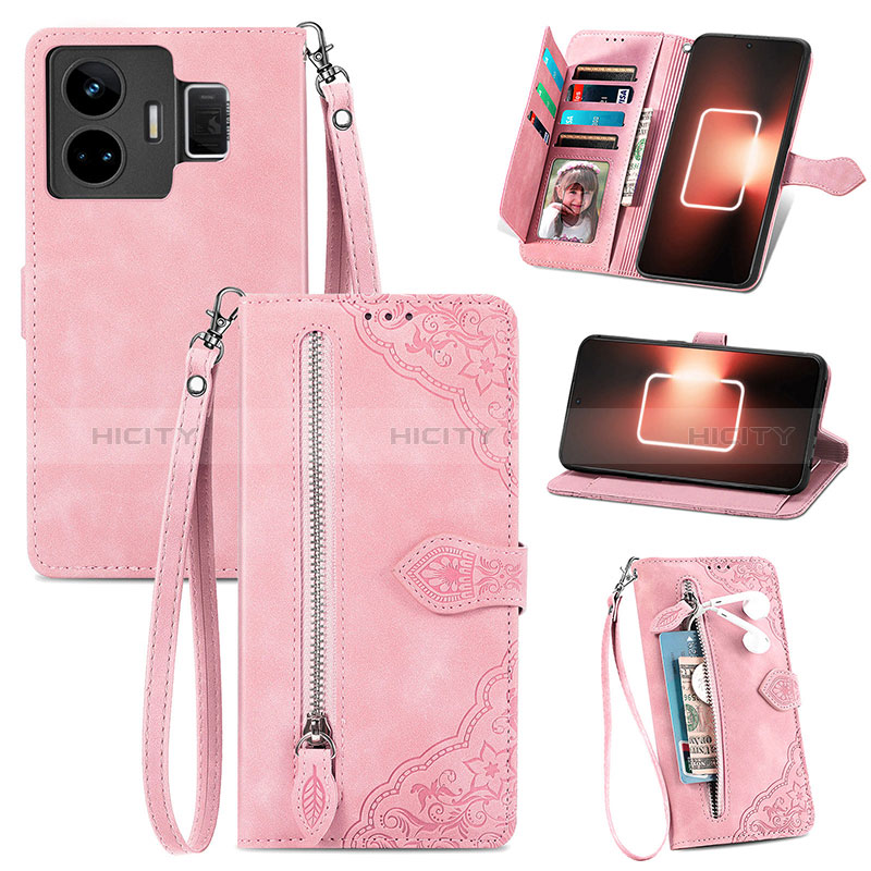 Funda de Cuero Cartera con Soporte Carcasa S06D para Realme GT Neo6 5G Rosa