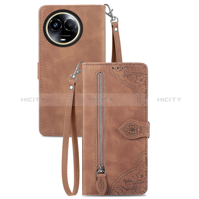 Funda de Cuero Cartera con Soporte Carcasa S06D para Realme V50 5G Marron