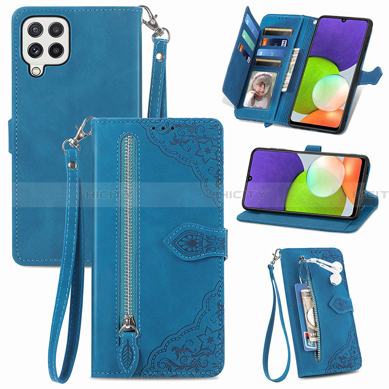 Funda de Cuero Cartera con Soporte Carcasa S06D para Samsung Galaxy A22 4G