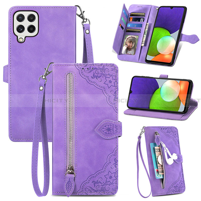 Funda de Cuero Cartera con Soporte Carcasa S06D para Samsung Galaxy A22 4G