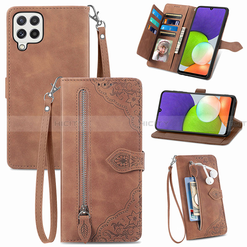 Funda de Cuero Cartera con Soporte Carcasa S06D para Samsung Galaxy A22 4G