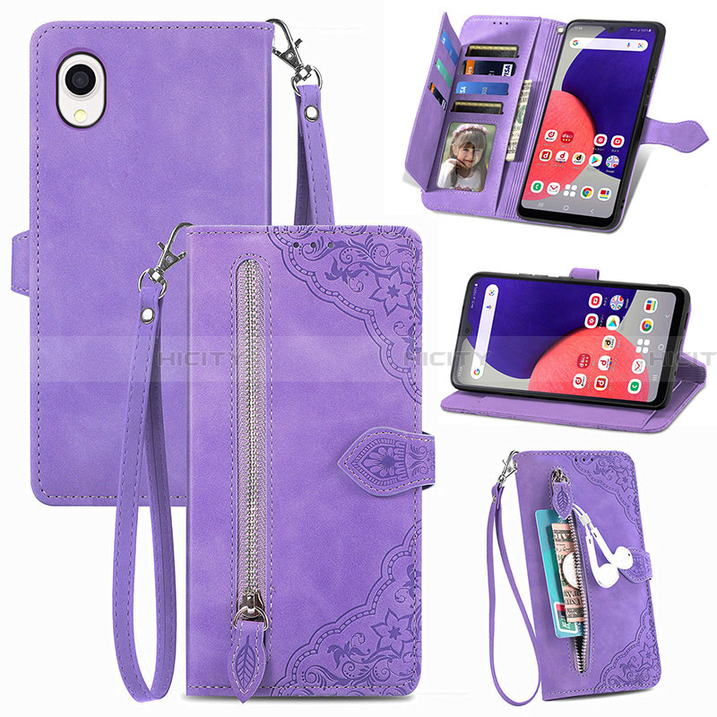 Funda de Cuero Cartera con Soporte Carcasa S06D para Samsung Galaxy A22 5G SC-56B