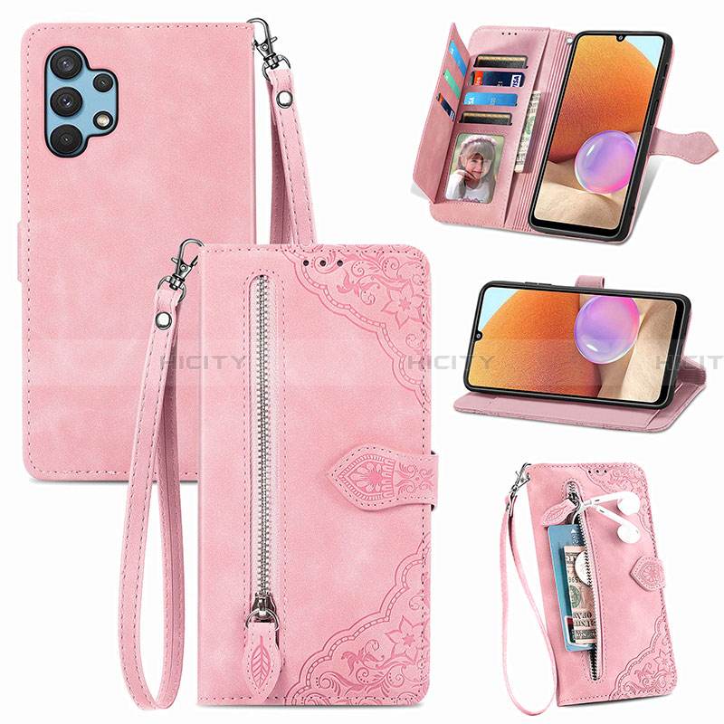 Funda de Cuero Cartera con Soporte Carcasa S06D para Samsung Galaxy A32 5G Rosa