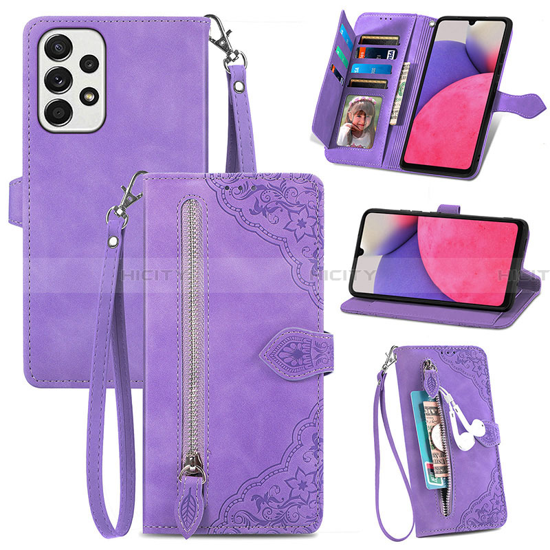 Funda de Cuero Cartera con Soporte Carcasa S06D para Samsung Galaxy A33 5G Morado