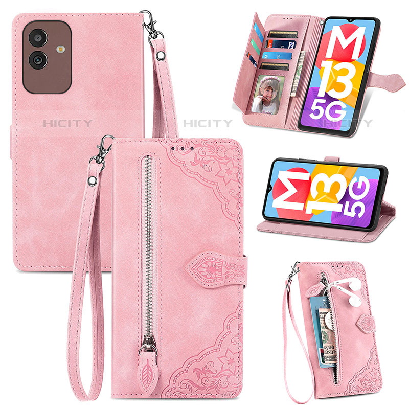 Funda de Cuero Cartera con Soporte Carcasa S06D para Samsung Galaxy M13 5G Rosa