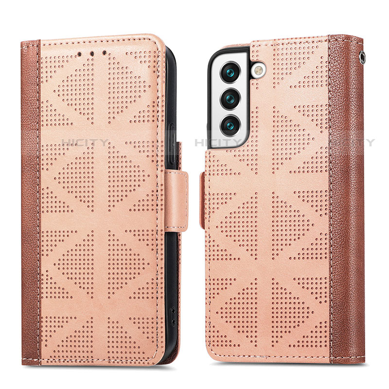 Funda de Cuero Cartera con Soporte Carcasa S06D para Samsung Galaxy S21 FE 5G Marron Claro