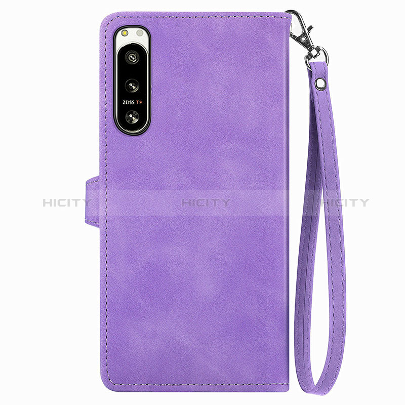 Funda de Cuero Cartera con Soporte Carcasa S06D para Sony Xperia 5 IV Morado