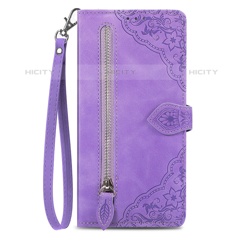 Funda de Cuero Cartera con Soporte Carcasa S06D para Vivo iQOO Z6 Lite 5G Morado