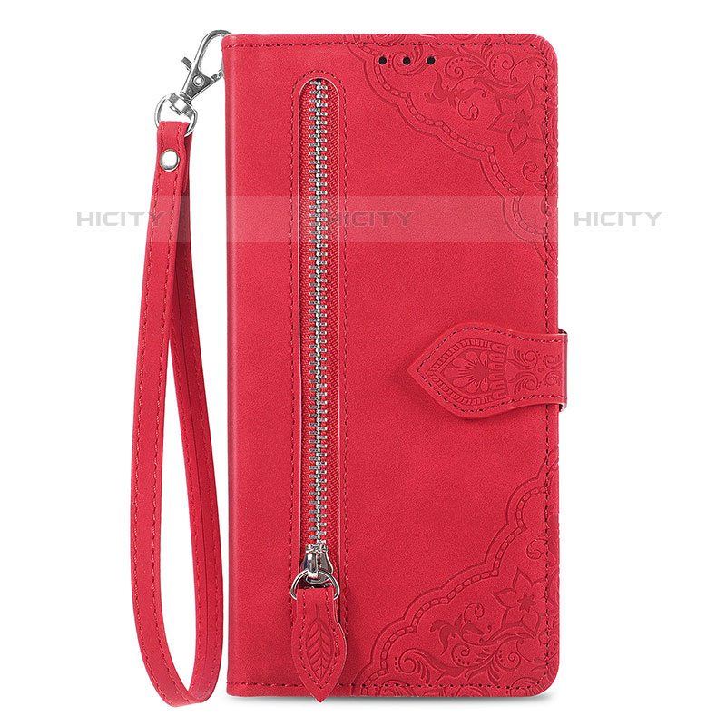 Funda de Cuero Cartera con Soporte Carcasa S06D para Vivo iQOO Z6 Lite 5G Rojo