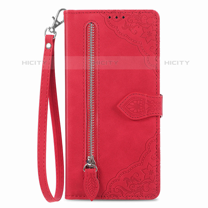 Funda de Cuero Cartera con Soporte Carcasa S06D para Vivo iQOO Z6x Rojo