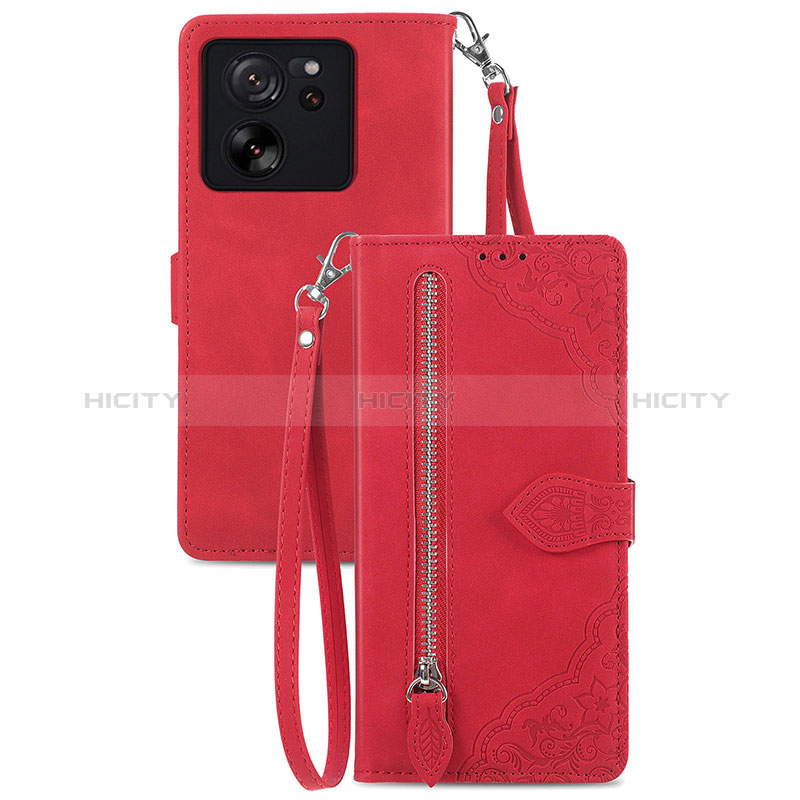 Funda de Cuero Cartera con Soporte Carcasa S06D para Xiaomi Mi 13T 5G Rojo