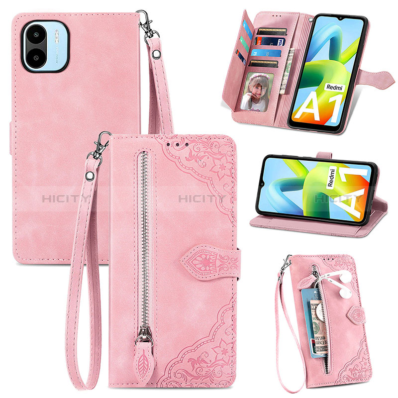 Funda de Cuero Cartera con Soporte Carcasa S06D para Xiaomi Poco C50 Rosa