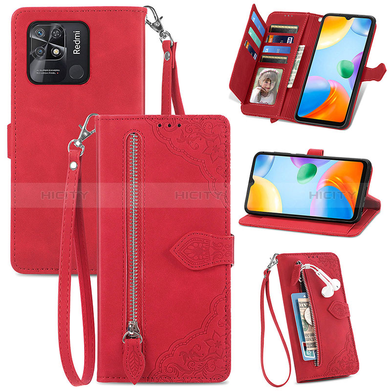 Funda de Cuero Cartera con Soporte Carcasa S06D para Xiaomi Redmi 10 India