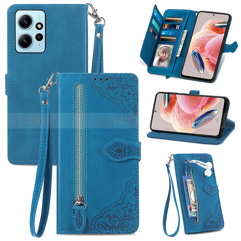 Funda de Cuero Cartera con Soporte Carcasa S06D para Xiaomi Redmi Note 12 4G Azul