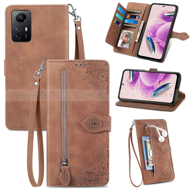 Funda de Cuero Cartera con Soporte Carcasa S06D para Xiaomi Redmi Note 12S Marron