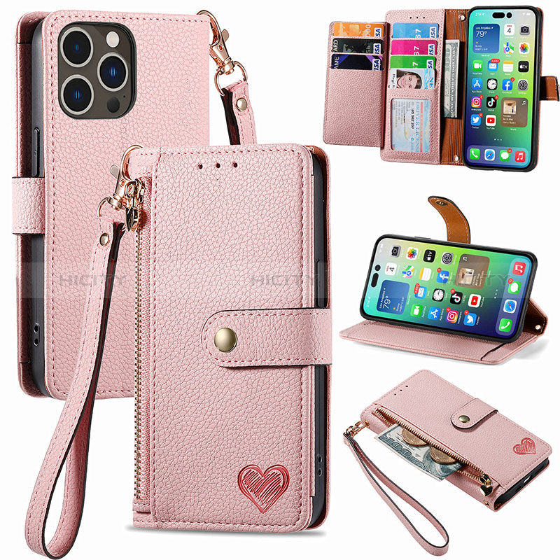 Funda de Cuero Cartera con Soporte Carcasa S07D para Apple iPhone 13 Pro