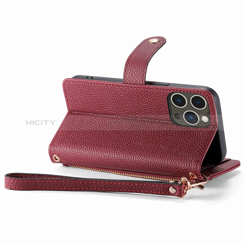 Funda de Cuero Cartera con Soporte Carcasa S07D para Apple iPhone 15 Pro