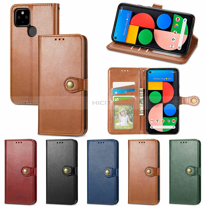 Funda de Cuero Cartera con Soporte Carcasa S07D para Google Pixel 5a 5G