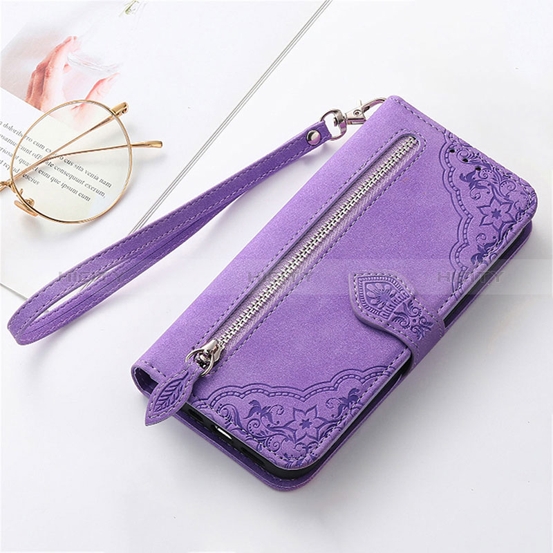 Funda de Cuero Cartera con Soporte Carcasa S07D para Huawei Honor 70 Lite 5G Morado