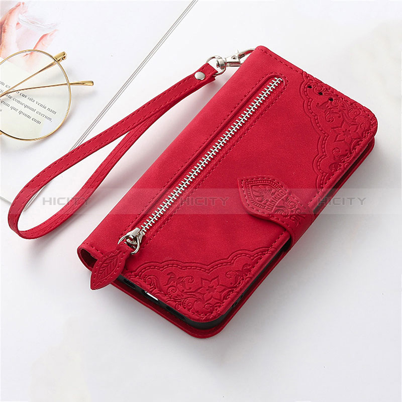 Funda de Cuero Cartera con Soporte Carcasa S07D para Huawei Honor 80 Pro Flat 5G Rojo