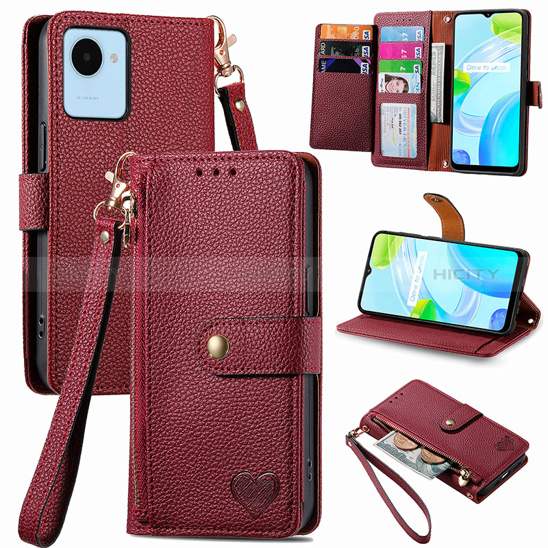 Funda de Cuero Cartera con Soporte Carcasa S07D para Realme C30