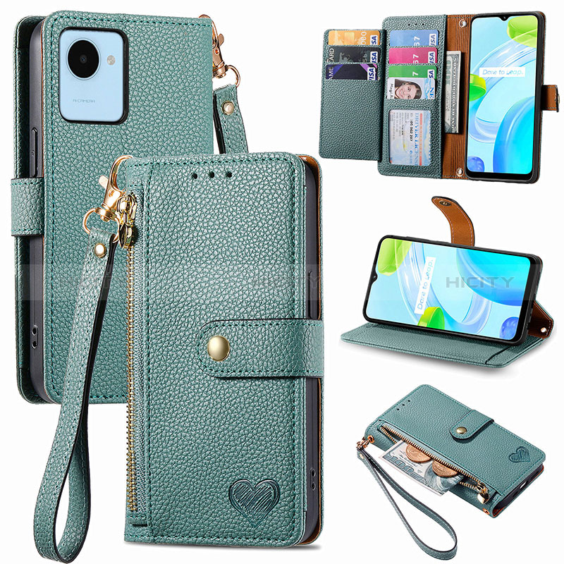 Funda de Cuero Cartera con Soporte Carcasa S07D para Realme C30