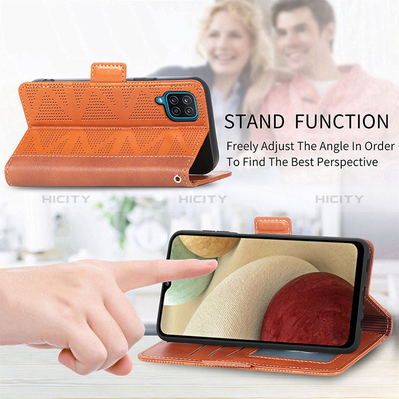 Funda de Cuero Cartera con Soporte Carcasa S07D para Samsung Galaxy A12