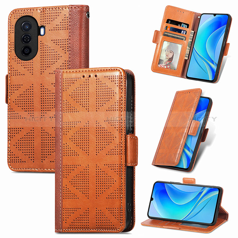 Funda de Cuero Cartera con Soporte Carcasa S08D para Huawei Enjoy 50