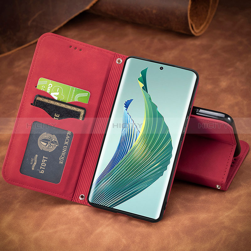 Funda de Cuero Cartera con Soporte Carcasa S08D para Huawei Honor X9a 5G Rojo