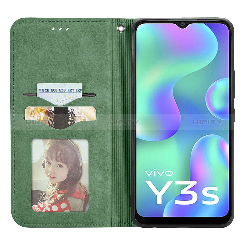 Funda de Cuero Cartera con Soporte Carcasa S08D para Vivo Y3s (2021)