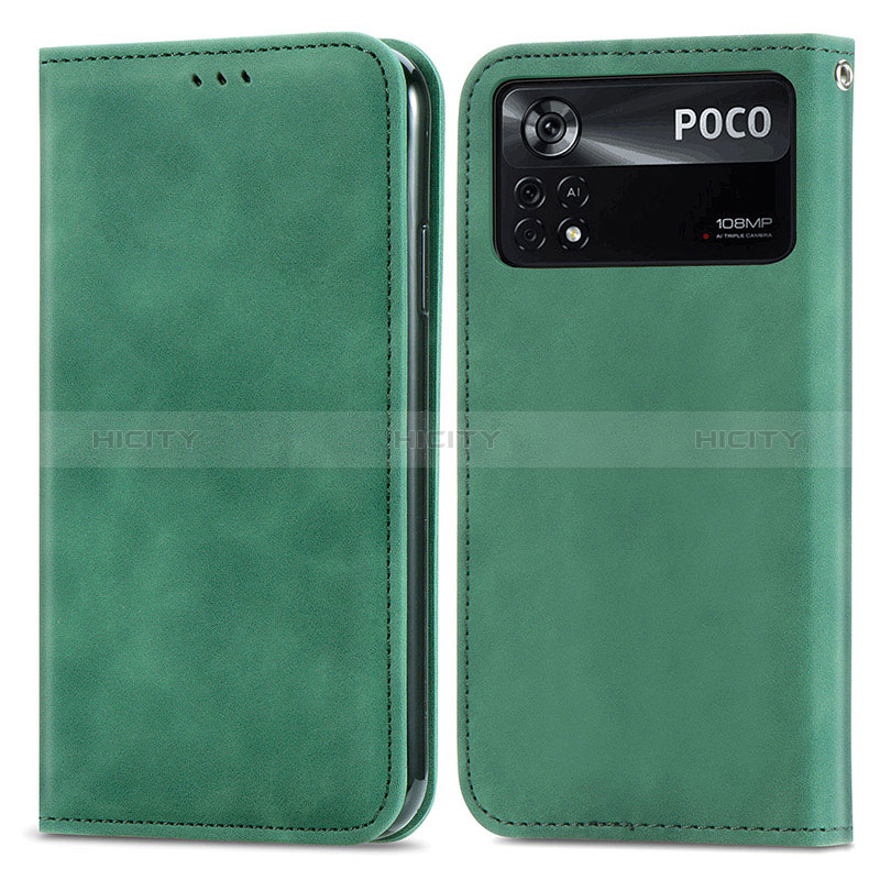 Funda de Cuero Cartera con Soporte Carcasa S08D para Xiaomi Poco X4 Pro 5G Verde