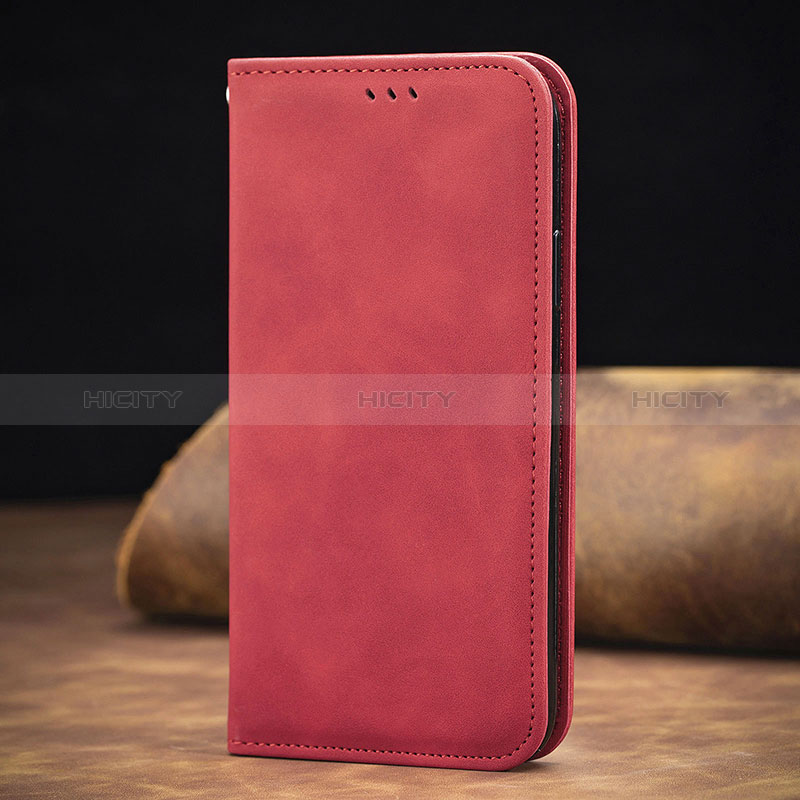 Funda de Cuero Cartera con Soporte Carcasa S08D para Xiaomi Redmi Note 10 5G Rojo