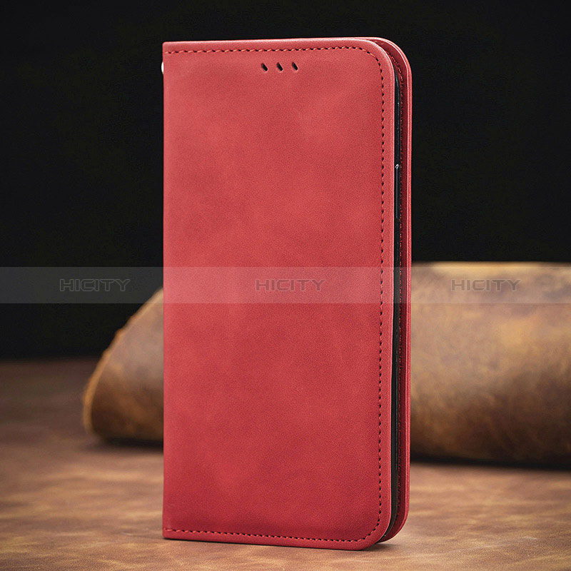 Funda de Cuero Cartera con Soporte Carcasa S08D para Xiaomi Redmi Note 9 4G Rojo