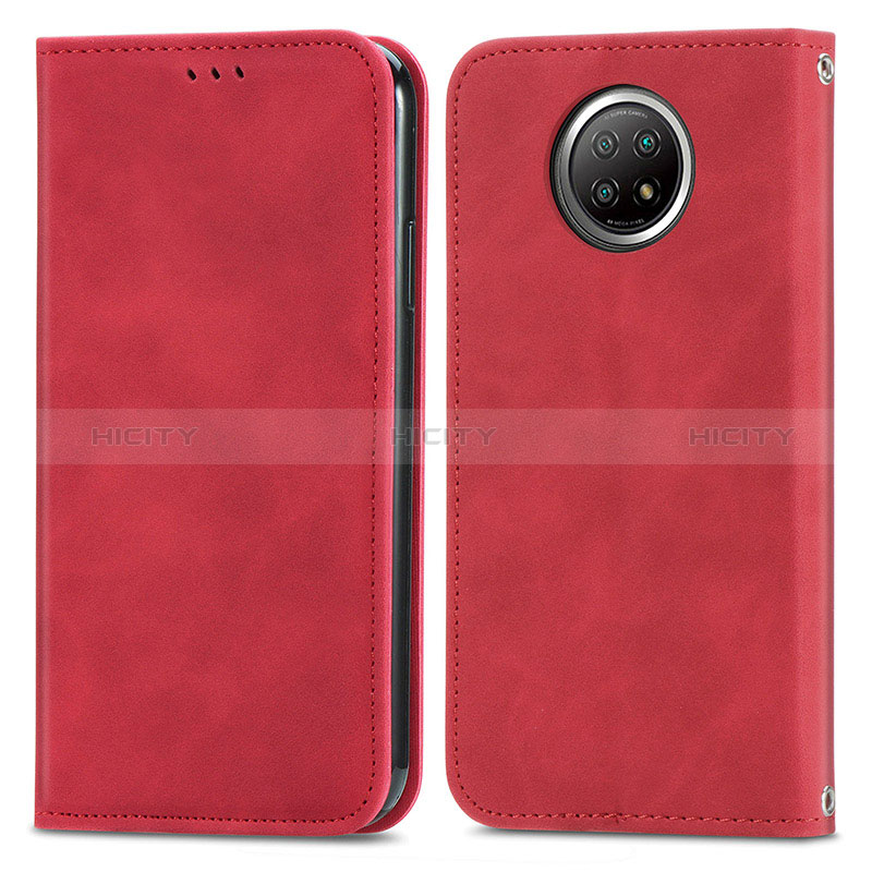 Funda de Cuero Cartera con Soporte Carcasa S08D para Xiaomi Redmi Note 9T 5G Rojo