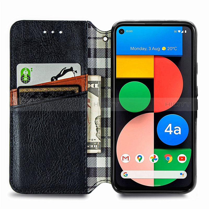 Funda de Cuero Cartera con Soporte Carcasa S09D para Google Pixel 5 XL 5G