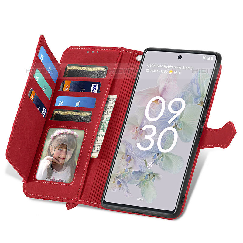 Funda de Cuero Cartera con Soporte Carcasa S09D para Google Pixel 6a 5G