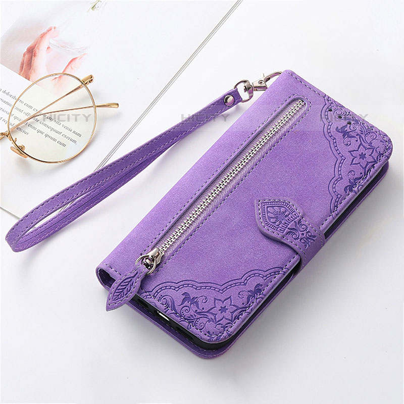 Funda de Cuero Cartera con Soporte Carcasa S09D para Google Pixel 6a 5G Morado