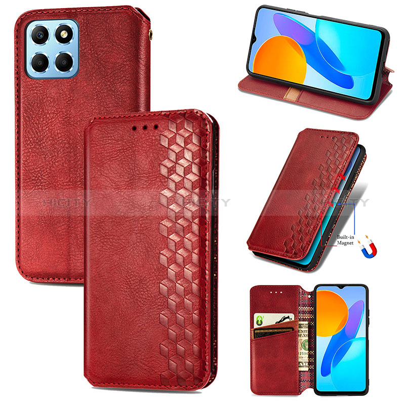 Funda de Cuero Cartera con Soporte Carcasa S09D para Huawei Honor X6 5G