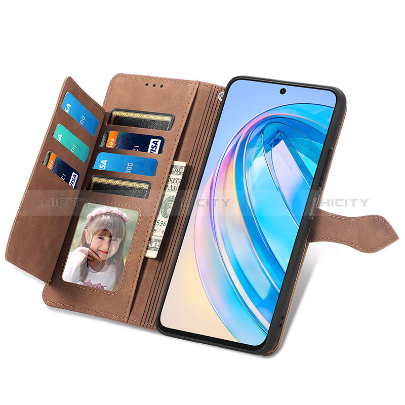 Funda de Cuero Cartera con Soporte Carcasa S09D para Huawei Honor X8a 4G