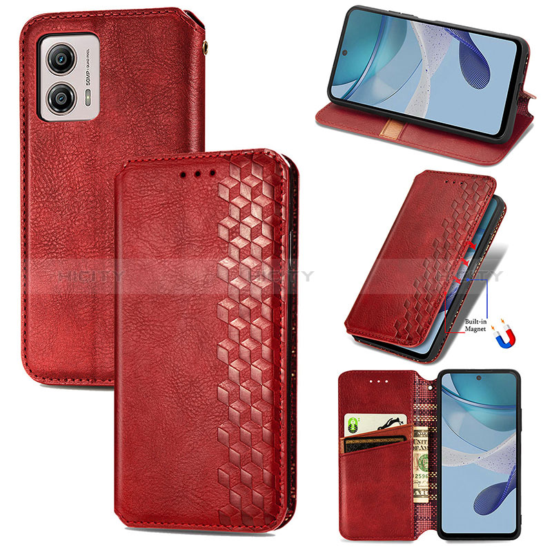 Funda de Cuero Cartera con Soporte Carcasa S09D para Motorola Moto G53y 5G