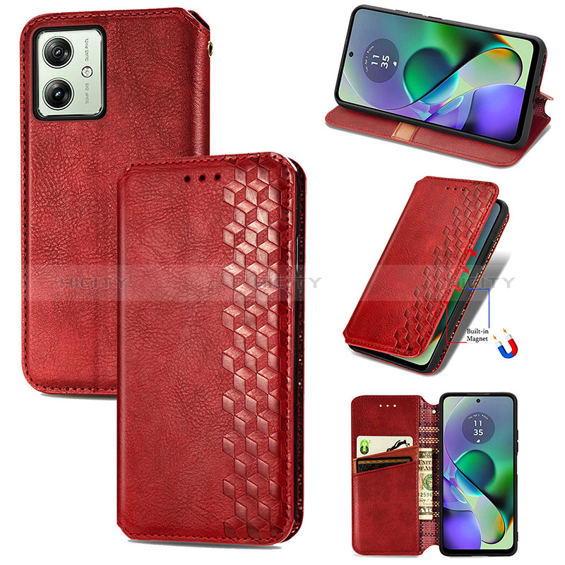 Funda de Cuero Cartera con Soporte Carcasa S09D para Motorola Moto G54 5G