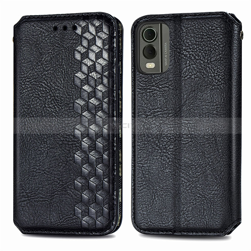 Funda de Cuero Cartera con Soporte Carcasa S09D para Nokia C210 Negro