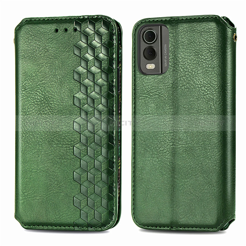 Funda de Cuero Cartera con Soporte Carcasa S09D para Nokia C32 Verde