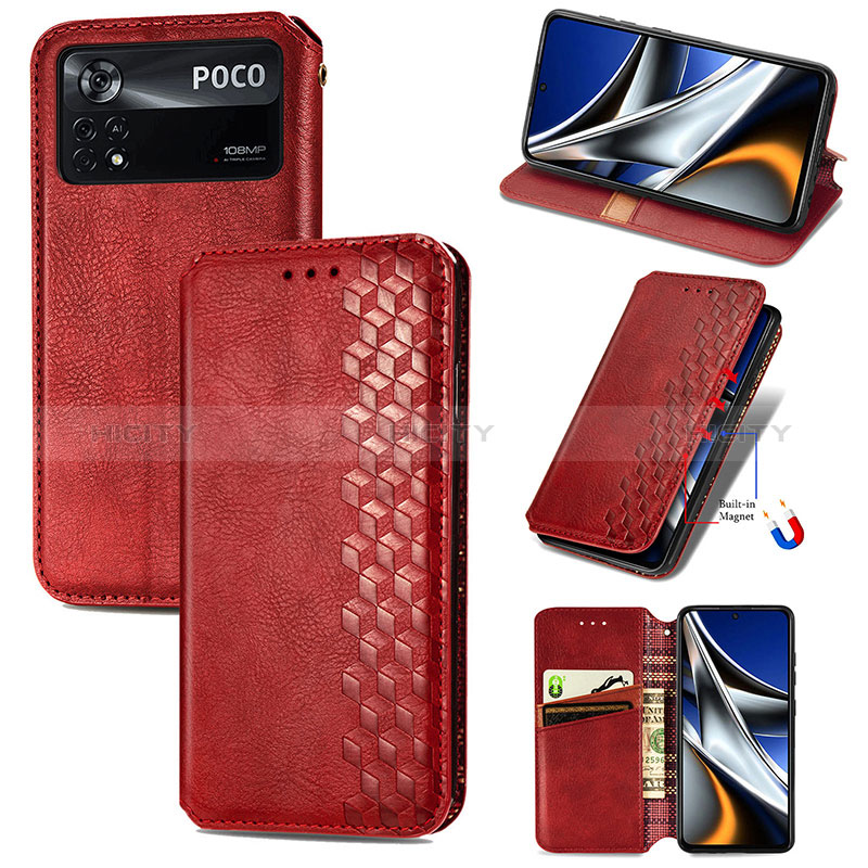 Funda de Cuero Cartera con Soporte Carcasa S09D para Xiaomi Poco X4 Pro 5G