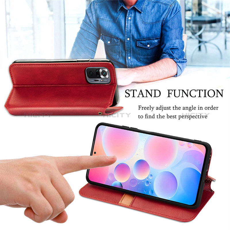 Funda de Cuero Cartera con Soporte Carcasa S09D para Xiaomi Redmi Note 10 Pro 4G